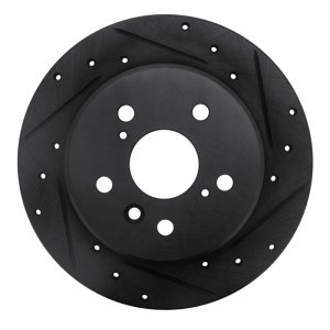 Lexus ES300 Brake Rotor (1) - Rear Right - R1 Concepts - Drilled & Slotted - Black - `92-`03